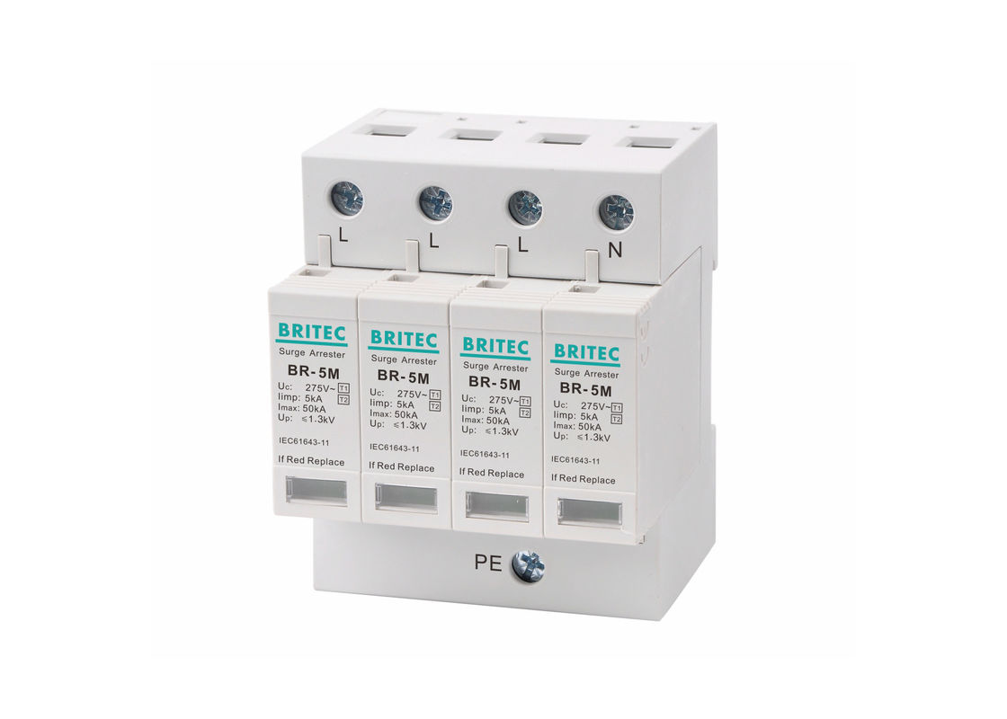 Thermoplastic UL94-V0 4p Pole Low Voltage Surge Protector Thiết bị bảo vệ sóng cao