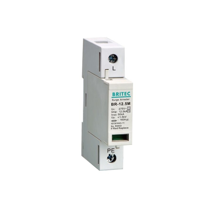BR-12.5M 1P 12.5kA Tvss Surge Protector Đấm sét ngưng sóng t1 t2 spd