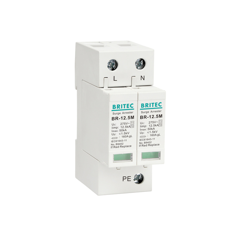 BRITEC BR-12.5M 2P 12.5kA Thiết bị chống sét Spd một pha Thiết bị bảo vệ chống sét
