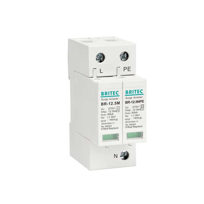 BR-12.5M 1P+1 Thiết bị điện 50kA 275v T1+T2 Surge Arrester Thiết bị bảo vệ sóng cao
