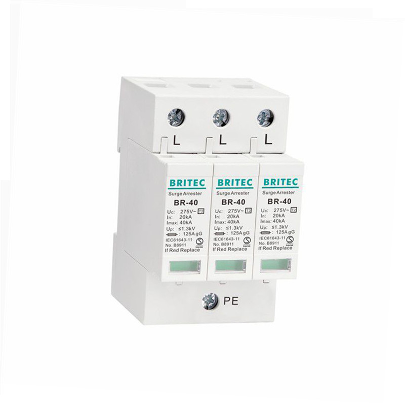 BR-40 3P Spd 3P Type 2 Thiết bị chống sét lan truyền DIN Rail Ba pha chống sét
