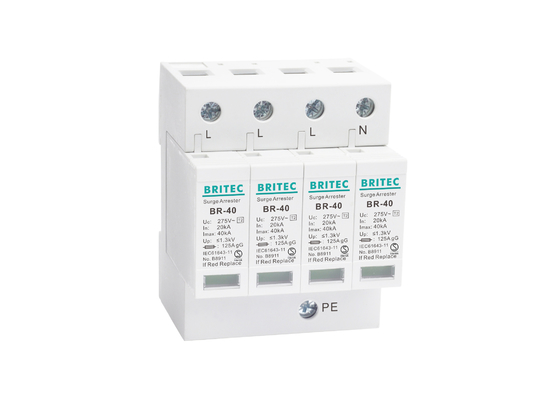 40kA Ba pha AC SPD Nhà sản xuất điện Bộ chống sét bằng nhựa