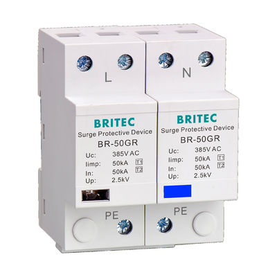 BR-50GR 385 1P 50kA Ac Din Rail Loại 1 Thiết bị bảo vệ chống sét lan truyền SPD spd t1 t2 ac