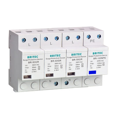 BR-50GR 385 1P 50kA Ac Din Rail Loại 1 Thiết bị bảo vệ chống sét lan truyền SPD spd t1 t2 ac