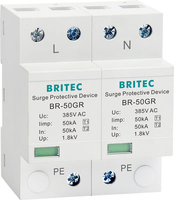 BRITEC BR-50GR 275 2P Spd 50kA Thiết bị chống sét lan truyền loại 1 Ac Din Rail Thiết bị chống sét chống sét