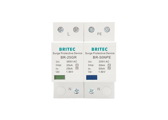 25 KA Thiết bị chống sét lan truyền một pha Loại 1 1 + 1 Loại I dành cho TT TN-S