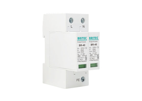 Lightning Arrester Class II Imax 40kA 2P 20-40kA DIN Rail Surge Bảo vệ quá điện áp SPD