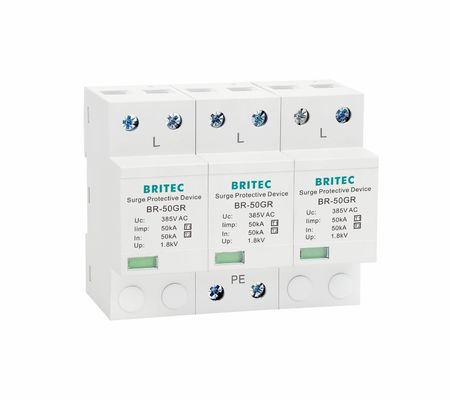Thiết bị chống sét lan truyền BRITEC 50kA được chứng nhận TUV/CE/ROHS với bộ chống sét dạng sóng 10/350 SPD