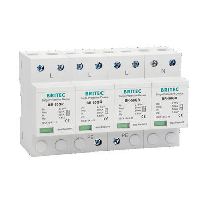 BR-50GR 3P + N Thiết bị bảo vệ vượt sóng loại 1 lớp 1 AC SPD 50ka Thunder Lightning Arrester SPD loại 1 và 2