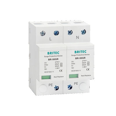 BR-50GR 3P + N Thiết bị bảo vệ vượt sóng loại 1 lớp 1 AC SPD 50ka Thunder Lightning Arrester SPD loại 1 và 2