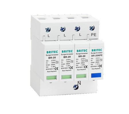 BR-20 3P + 1 20kA Thiết bị bảo vệ sóng cao Spd Thiết bị bảo vệ sóng cao Earthing Protection Protection Lightning Arrester thunder protector Three phase power surge protector SPD Manufacturer Spd Surge Protection Devices