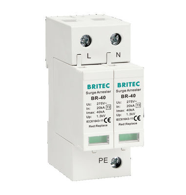 BR-40 2P Thiết bị bảo vệ xung đột lớp II Spd 275v loại 2 pha duy nhất 275v ac spd bảo vệ xung đột sét