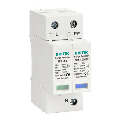 BR-40 4P 20kA - 200kA Thiết bị bảo vệ xung đột Tăng sóng Bắt sóng Spd Sấm sét 275v bảo vệ xung đột