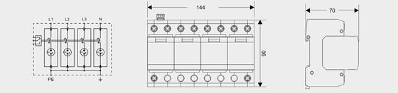 BR-25GR 4P SPD Thiết bị chống sét lan truyền DIN Rail 35 Mm ac spd