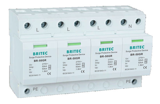 BR-50GR 1P 50kA Thiết bị chống sét lan truyền loại 1 Bộ chống sét đường ray Ac Din SPD