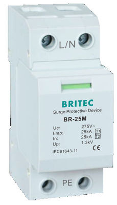 BR-25M 3P+1NPE 25kA T1+T2 Varistor Surge arrester B+C Điện áp thấp 3 giai đoạn AC Spd Lightning Protector