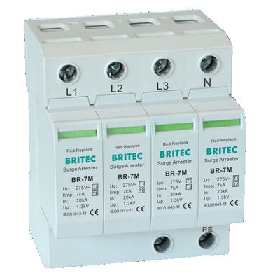 BR-7M 4P T1 + T2 Surge Arrester B + C Spd Surge Protection Thiết bị bảo vệ type1 3 pha điện áp spd Ü-Ableiter