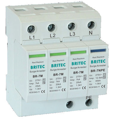 BR-7M 4P T1+T2 Surge Arrester B+C Spd Thiết bị bảo vệ chống thổi sóng type1 spd