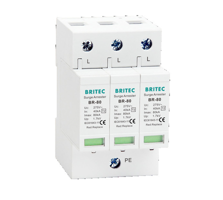 BR-80 3P tuv loại 2 thiết bị bảo vệ tăng áp Ac Surge Arrester Power Surge Protection