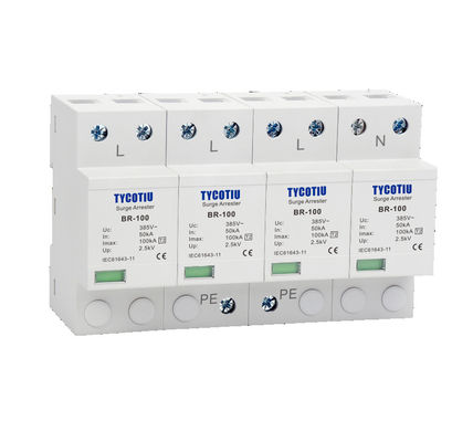 BR-100 4P OEM Loại 2 Surge Protector 385v Thiết bị bảo vệ tăng áp SPD varistor arrester surger proctor 100 ka