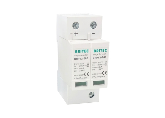Quang điện 600V Điện áp cao cấp II DC 2 cực SPD IP20 PV Surge Arrester