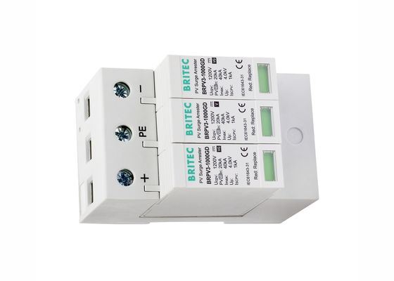 IP20 PV Surge Arrester Không rò rỉ hiện tại -40 đến 80 ℃ Nhiệt độ CE đã được phê duyệt