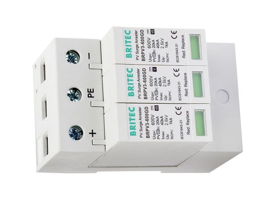 Thiết bị bảo vệ chống sét 3 cực DC 600V Thiết bị bảo vệ chống sét mặt trời 40kA