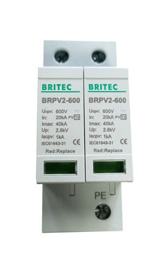Thiết bị chống sét lan truyền PV loại 2 / Lớp II 600V bằng vật liệu nhựa nhiệt dẻo để chống sét đánh