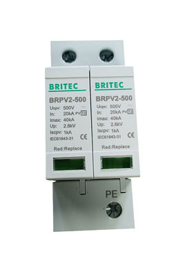 Thiết bị chống sét lan truyền PV loại 2 / Lớp II 600V bằng vật liệu nhựa nhiệt dẻo để chống sét đánh