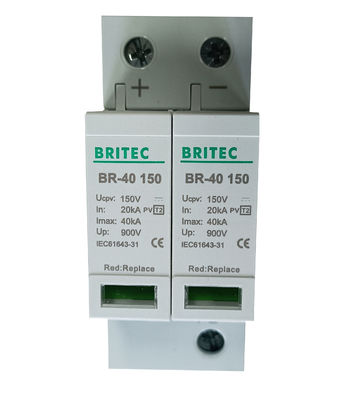 Thiết bị chống sét lan truyền PV loại 2 / Lớp II 600V bằng vật liệu nhựa nhiệt dẻo để chống sét đánh