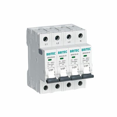 BRSCB-80 4P Thiết bị bảo vệ tăng áp lớp II 80KA MCB dự phòng chuyên dụng được thiết kế đặc biệt cho Surge Arrester SCB