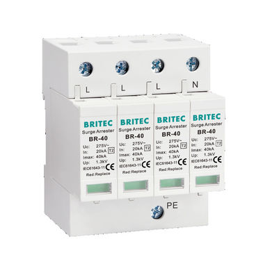 BR-40 440 4P Thiết bị bảo vệ tăng áp 40ka loại 2 SPD T2 Power Protection arrester sét bảo vệ sấm AC tăng áp 440V tăng áp arrester spd loại 2 tăng áp bảo vệ