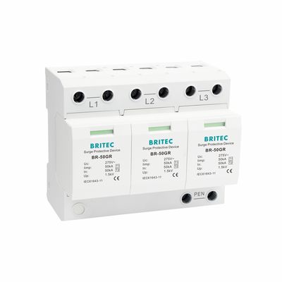 BRITEC BR-50GR 3P Type 1 Surge Arrester 50ka Thiết bị bảo vệ vượt sức ép spd t1 t2 ac ba pha ac spd