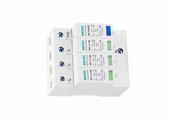 Iimp 12.5kA Thiết bị bảo vệ tăng áp với thermoplastic nhà và DIN đường ray gắn