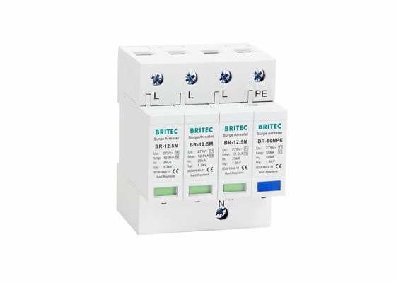 Iimp 12.5kA Thiết bị bảo vệ tăng áp với thermoplastic nhà và DIN đường ray gắn