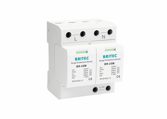 25kA 275V Loại 1 pha loại 2P Loại 1 Bộ chống giật có tiếp xúc khô BR-25M 2P