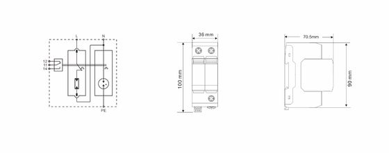 BR-25GS 1 + 1 Spd T1 25ka Bảo vệ sóng sét Bảo vệ sóng sét Spark Gap Type Spd