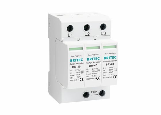 Thiết bị chống sét lan truyền loại II 3P cắm được IEC 61643, loại 2, 40kA, bảo vệ chống sét đánh