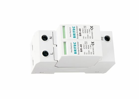 40kA Pluggable Modular Surge Arrestor 320V 2P Thiết bị bảo vệ tăng áp loại 2 DIN Rail Mount