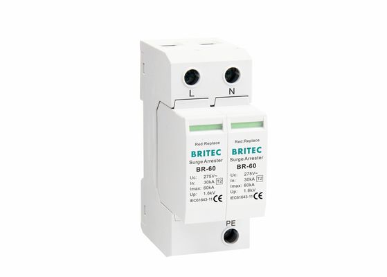 60kA Khởi động hiện tại Surge arrester với module pluggable và UL94-V0 nhiệt nhựa để bảo vệ điện AC