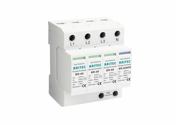 275V 60KA Thiết bị bảo vệ sóng cao với loại 3+NPE để bảo vệ sét