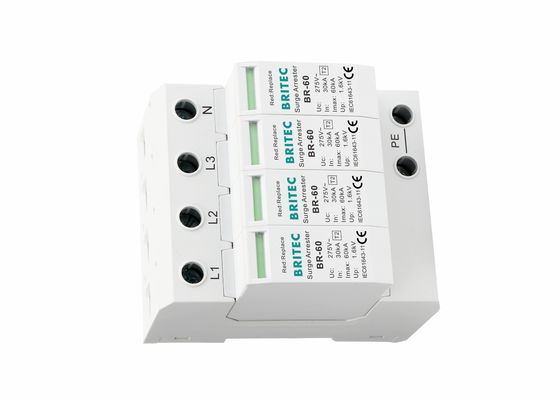 Bộ chống sét đường ray IP20 DIN BRITEC BR-60 4P 60KA Bộ chống sét gia đình