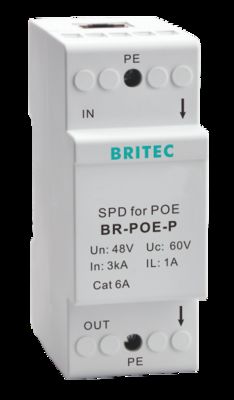 BR-POE-M 48V RJ45 Surge Protection bảo vệ sóng Ethernet bảo vệ sóng POE Power Over Ethernet bảo vệ sóng dữ liệu POE Gigabit 1000mbps Rj45 Ethernet ngoài trời bảo vệ sóng Industrial Network Outlet Metal