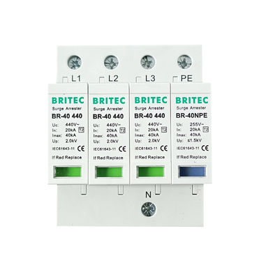 BR-40 3 + 1 440 Loại 2 Tự bảo vệ tăng áp trên đường ray bảo vệ tăng áp trên đường ray ngắt sét ngắt sét 40kA spd
