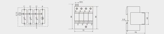 BR-40 3 + 1 440 Loại 2 Tự bảo vệ tăng áp trên đường ray bảo vệ tăng áp trên đường ray ngắt sét ngắt sét 40kA spd