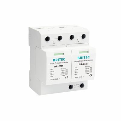 BRITEC BR-25M 3 + 1 Thiết bị bảo vệ vượt sức mạnh loại 1 với 25kA Iimp Pluggable Module Thiết bị bảo vệ vượt sức mạnh loại 1