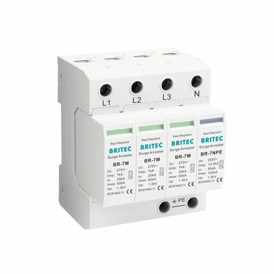 Thiết bị bảo vệ chống sét AC SPD 3P+NPE 275V Iimp:7kA Bảo vệ chống sét cho nhà ở Thiết bị chống sét hạ thế