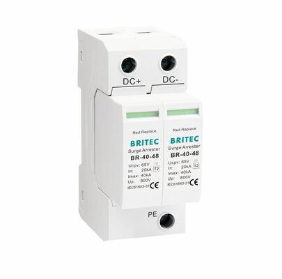 BR-40-24 T2 Thiết bị chống sét DC 40kA 24V SPD với vỏ bọc bằng nhựa nhiệt dẻo UL94-V0 để chống sốc điện