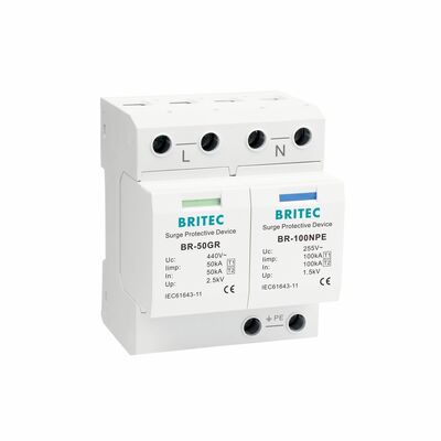 BR-50GR 3+1 OEM ODM tia lửa khoảng cách 50ka Thiết bị bảo vệ chống sét Điện áp thấp Loại 1 Chống sét loại 1 spd Thiết bị bảo vệ chống sét Loại 1 SPD Mạng phân phối điện hạ thế LV