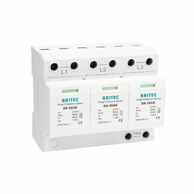 BR-50GR 3+1 OEM ODM tia lửa khoảng cách 50ka Thiết bị bảo vệ chống sét Điện áp thấp Loại 1 Chống sét loại 1 spd Thiết bị bảo vệ chống sét Loại 1 SPD Mạng phân phối điện hạ thế LV
